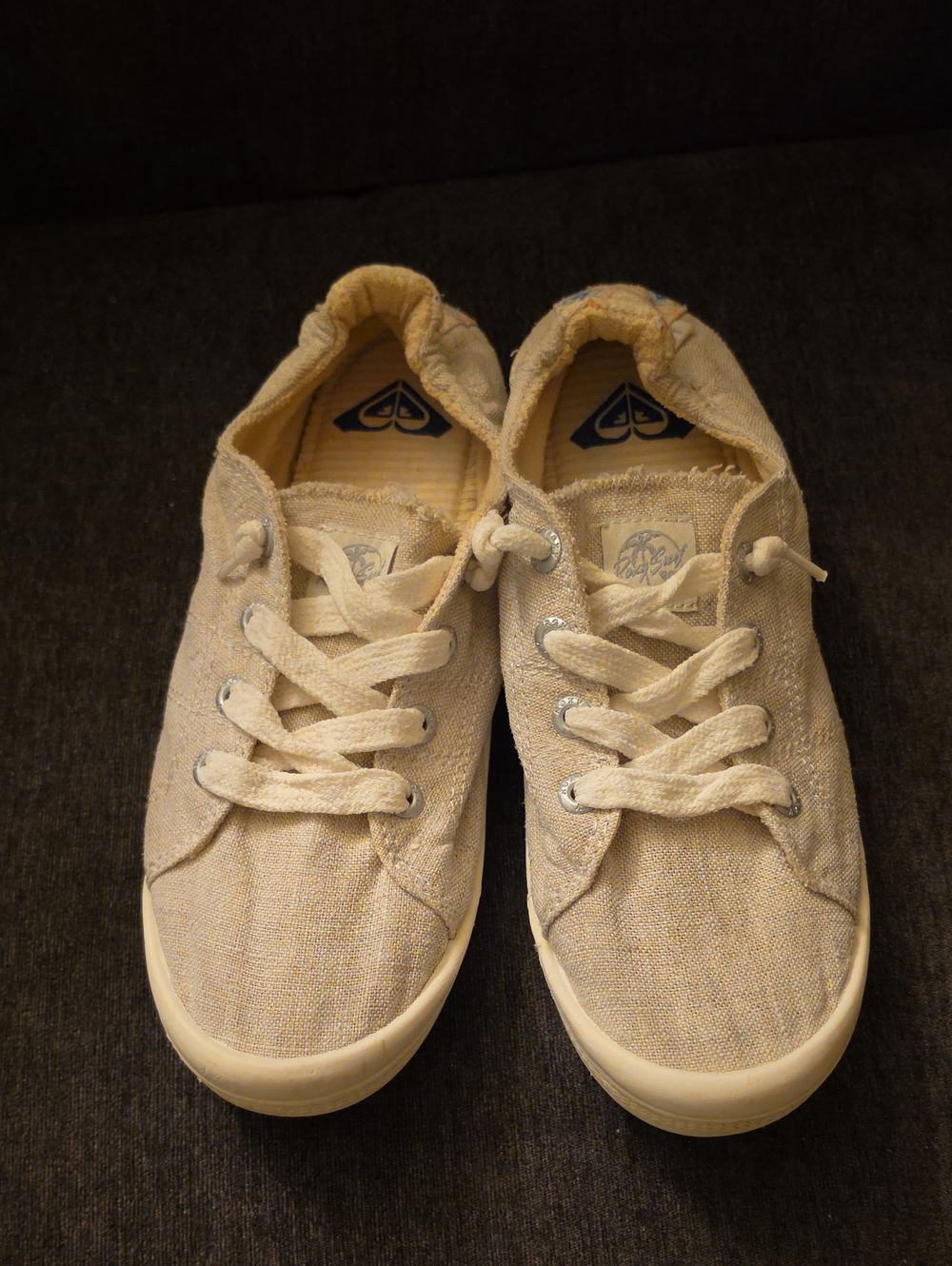 Roxy Natural Beige Canvas Low-Top Sneakers